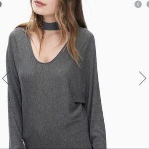 Splendid Kenton Sweater XS High Neck Gray Two Way Cutout Cashmere Blend Chic